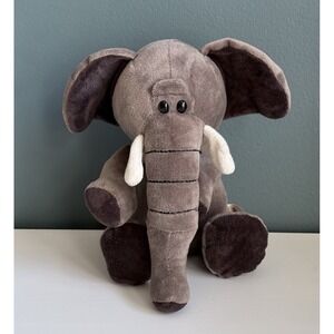 Cute Floppy Plush Elephant 9" Velvety Soft Fur Brown‎ EUC T70